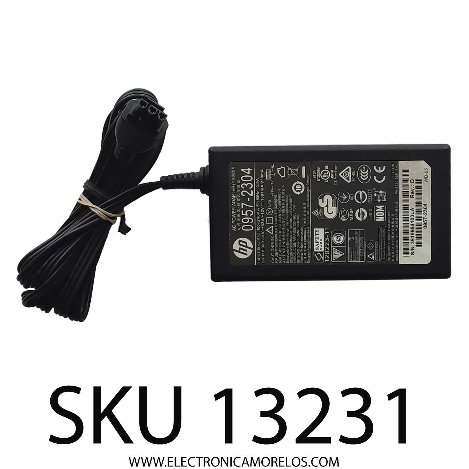 ADAPTADOR AC HP / NUMERO DE PARTE 0957-2304 / 3919964103LA / INPUT: 100-240 VAC 50/60HZ 0.9A / OUTPUT: 32-12 VDC - 1094 mA - 250 mA	